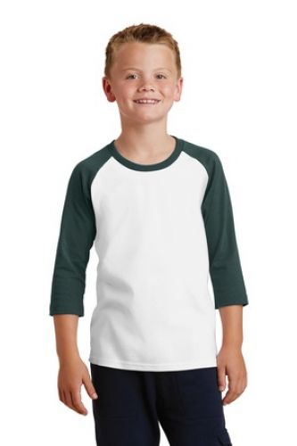 Port &amp;amp;amp; Company Youth 50/50 Cotton/Poly 3/4-Sleeve Raglan T-Shirt