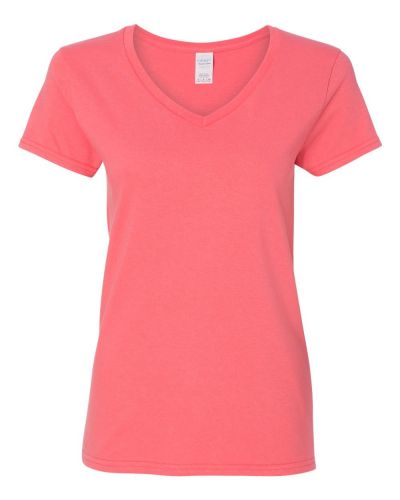 Ladies Heavy Cotton V-Neck T-Shirt with Tearaway Label