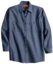 Long Size, Long Sleeve Striped Industrial Work Shirt