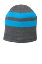 Fleece-Lined Striped Beanie Cap