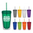 Econo 16 Oz. Double Wall Tumbler With Lid And Straw